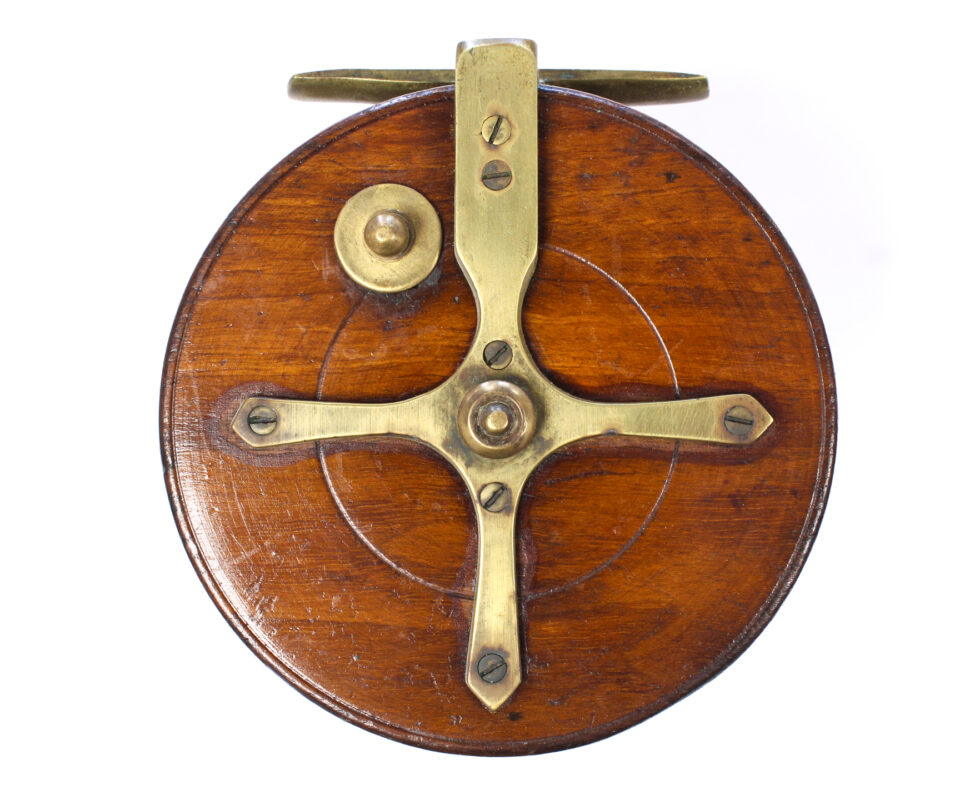   Unknown wood brass Nottingham 4 " Casting reel