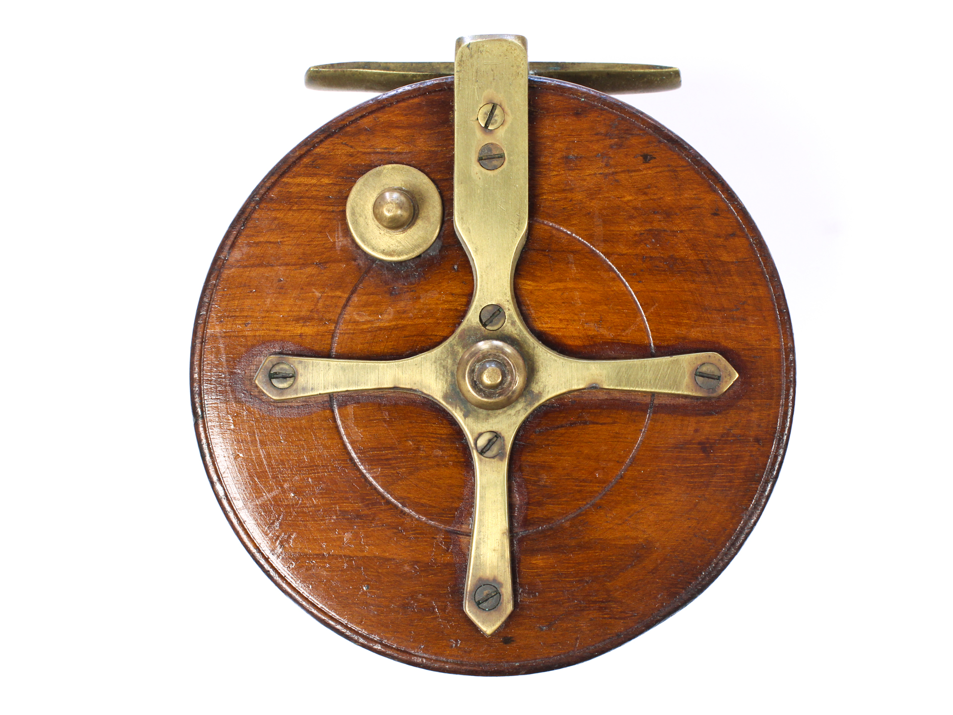 Unknown wood brass Nottingham 4 " Casting reel