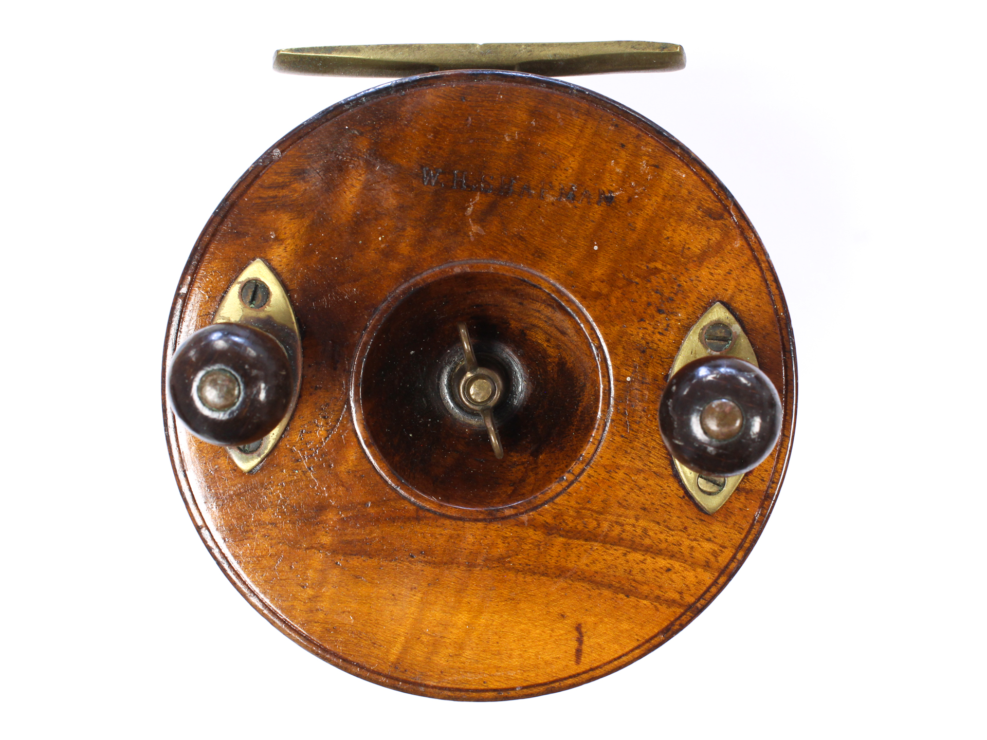 Unknown wood brass Nottingham 4 " Casting reel - Image 2