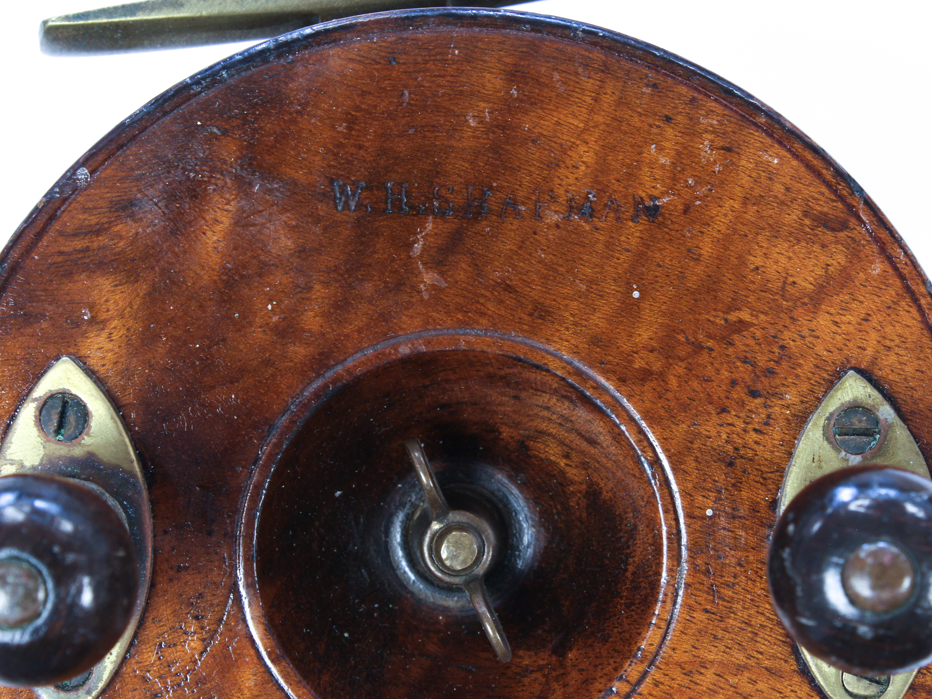 Unknown wood brass Nottingham 4 " Casting reel - Image 3