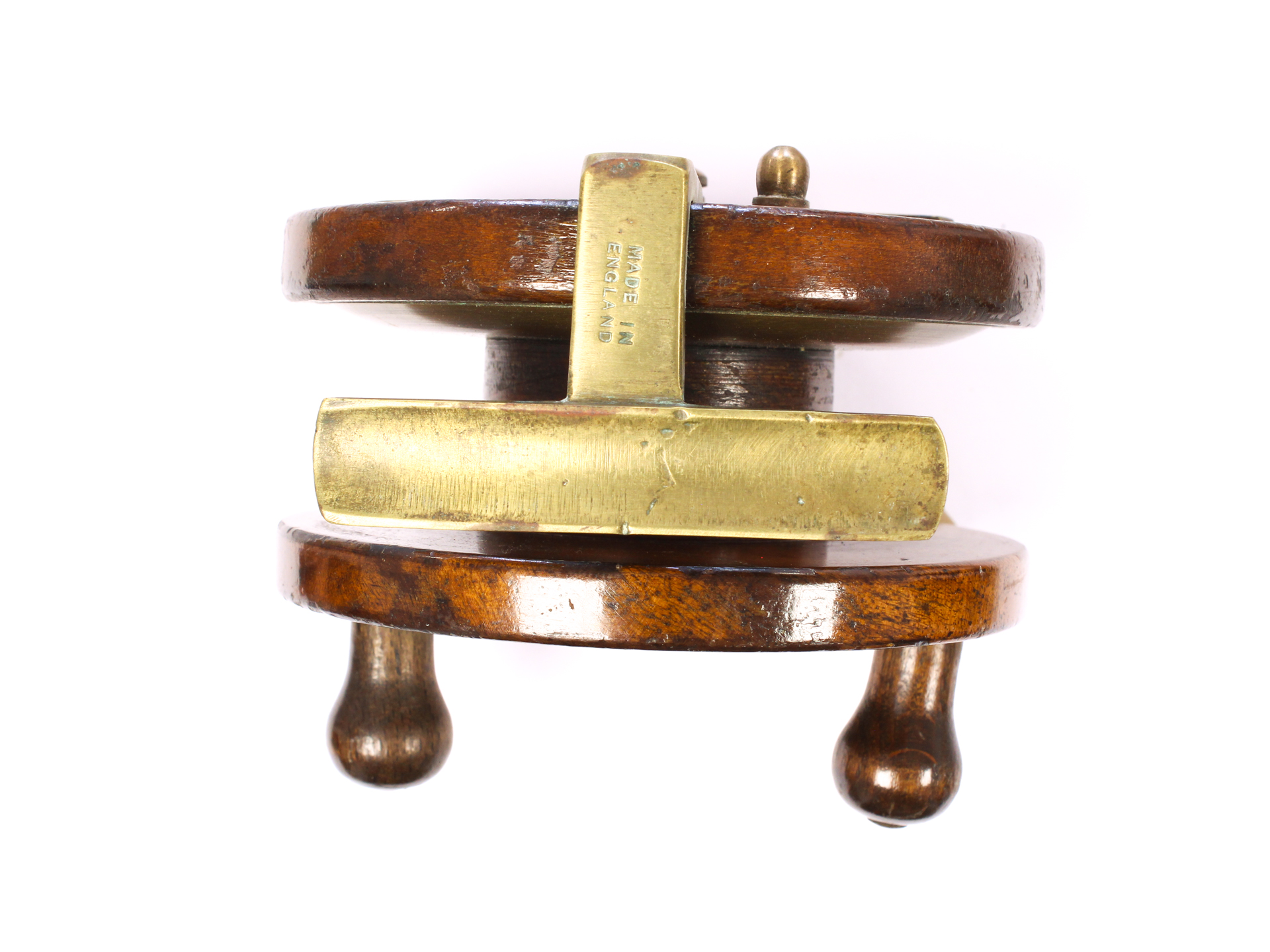 Unknown wood brass Nottingham 4 " Casting reel - Image 5