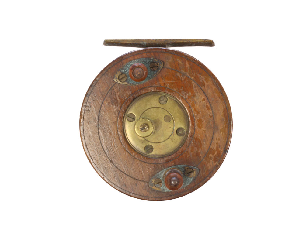Alternative view of Unknown wood brass Nottingham 3 1/2 " Casting reel
