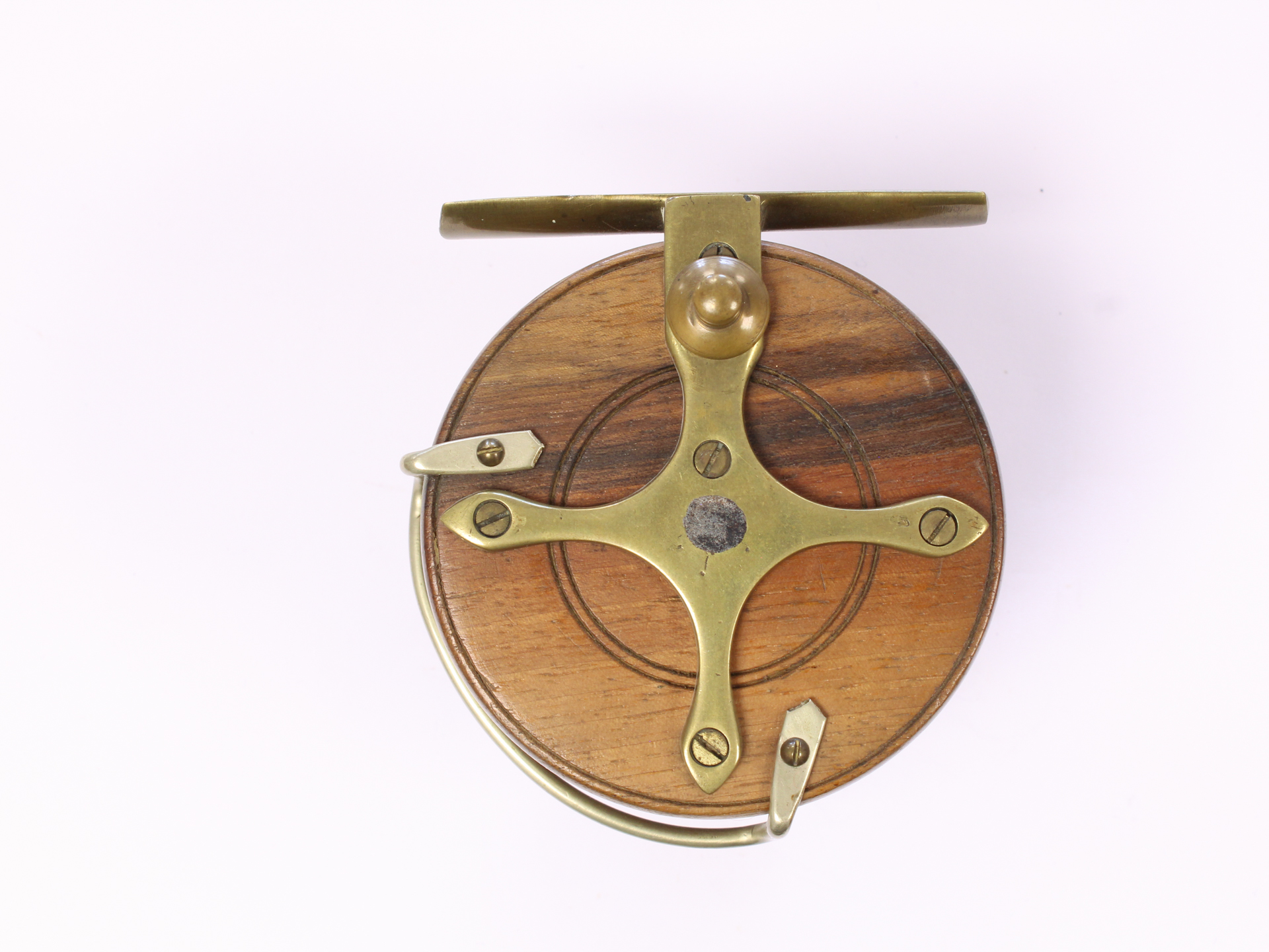 Unknown wood and brass Nottingham 3 " Casting reel