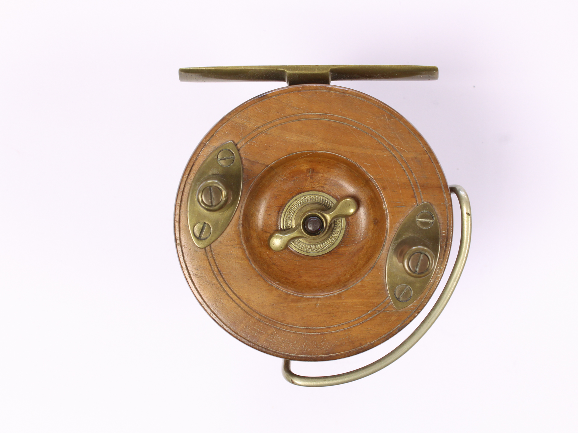 Unknown wood and brass Nottingham 3 " Casting reel - Image 2