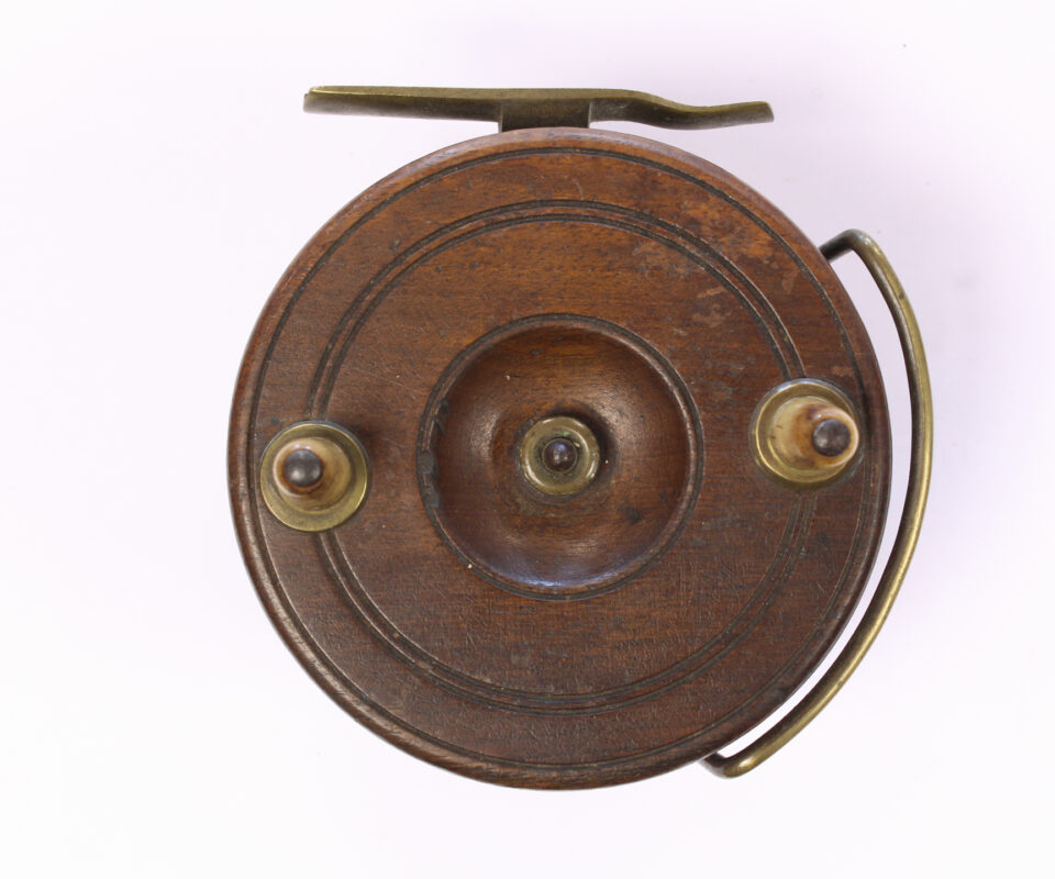   Unknown brass and wood Nottingham 3 1/2 " Casting reel