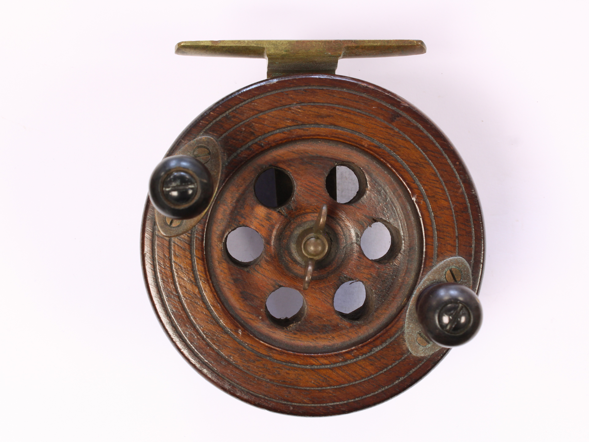 Unknown wood and brass Scarborough 4 " Casting reel
