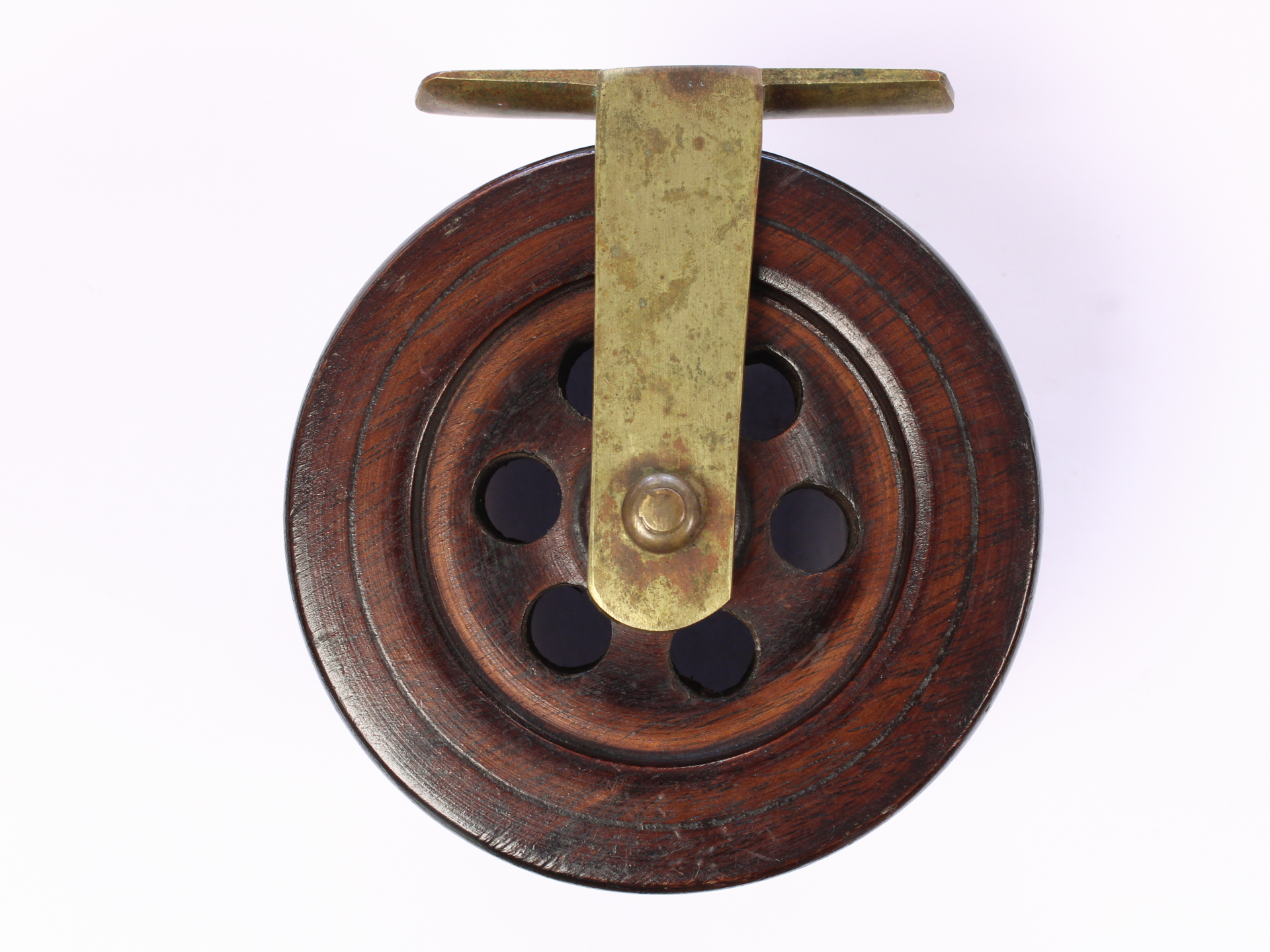 Unknown wood and brass Scarborough 4 " Casting reel - Image 2