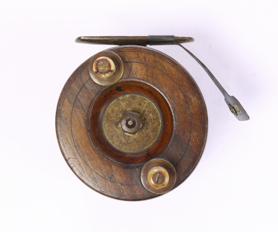 Alternative view of Unknown wood and brass Nottingham 2 7/8 "  Casting reel