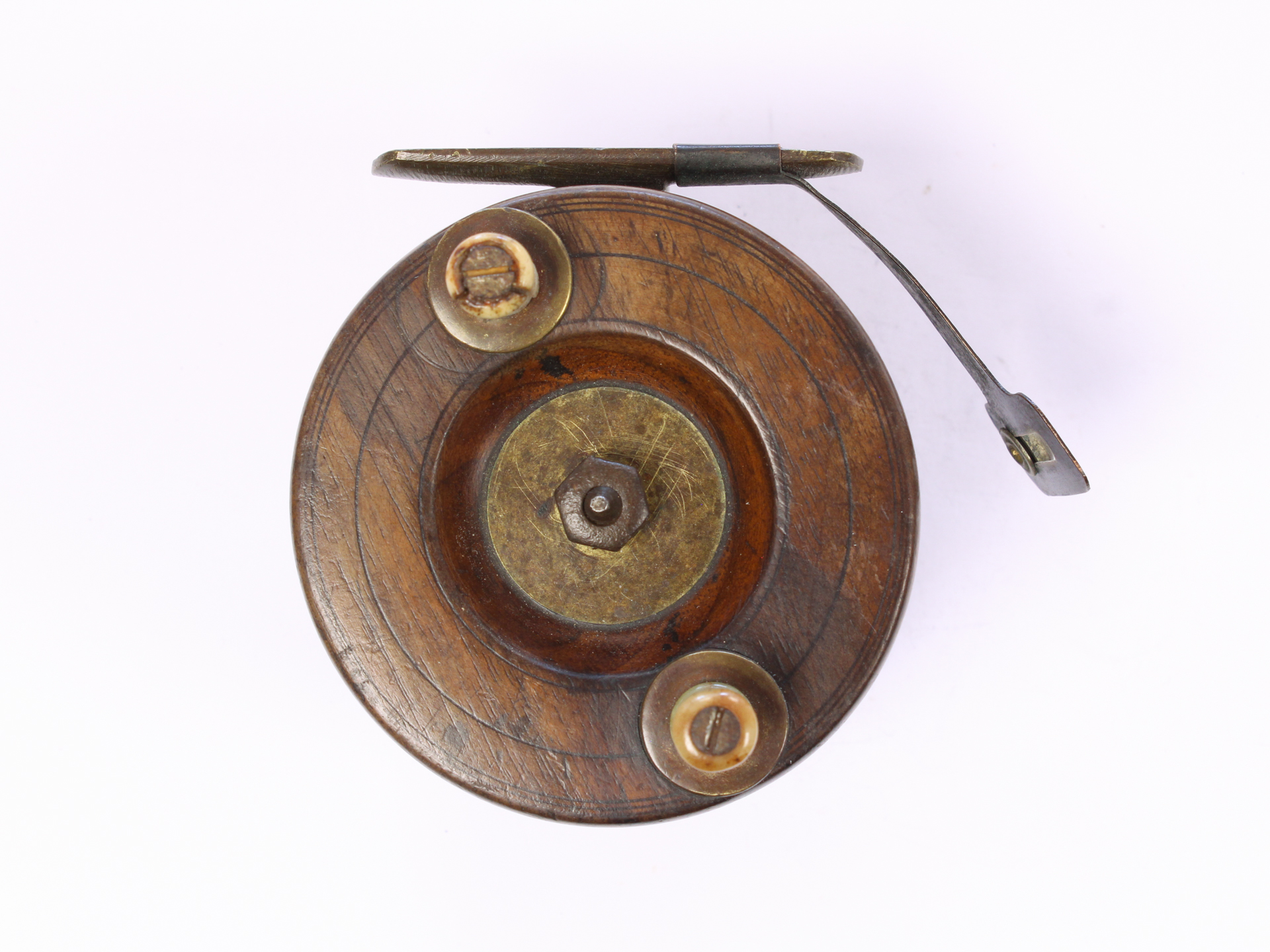 Unknown wood and brass Nottingham 2 7/8 " Casting reel - Image 2