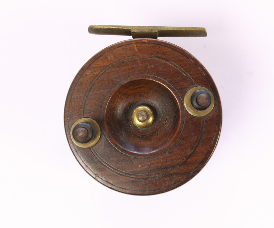   Unknown brass and wood Nottingham 3 " Casting reel