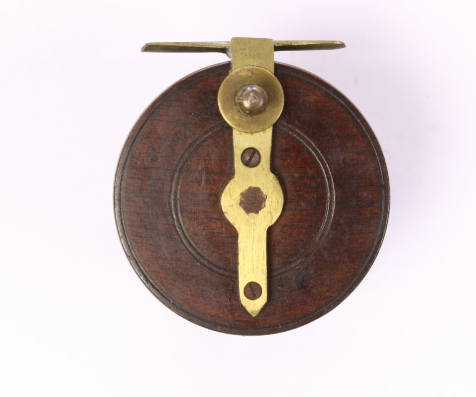 Alternative view of Unknown brass and wood Nottingham 3 " Casting reel