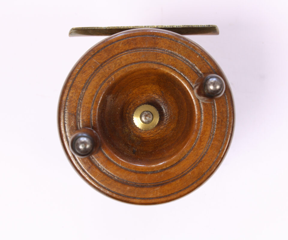 Alternative view of Unknown wood and brass Nottingham 2 1/2 " Casting reel