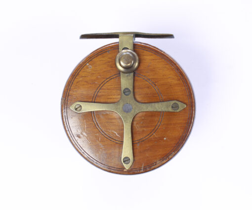   Unknown brass and wood Nottingham 3 1/2 " Casting reel