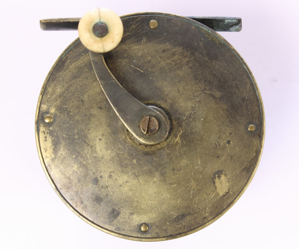 Alternative view of Unknown brass Salmon 3 1/4 " Casting reel