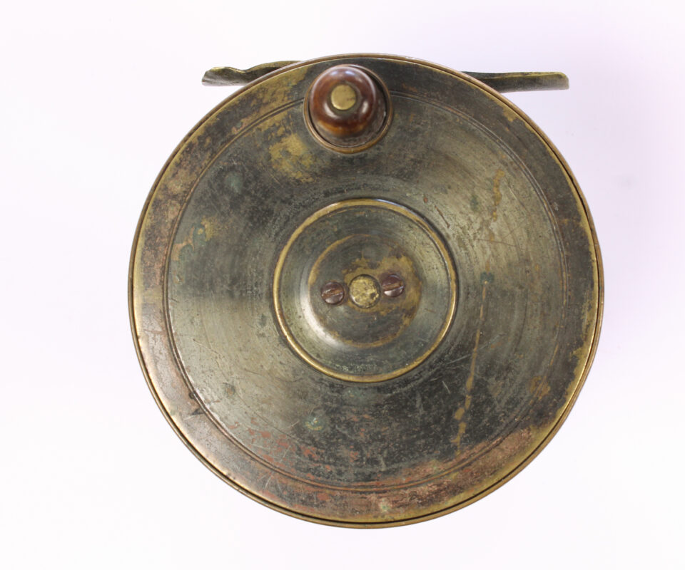 Alternative view of Unknown brass Salmon 4 " Casting reel
