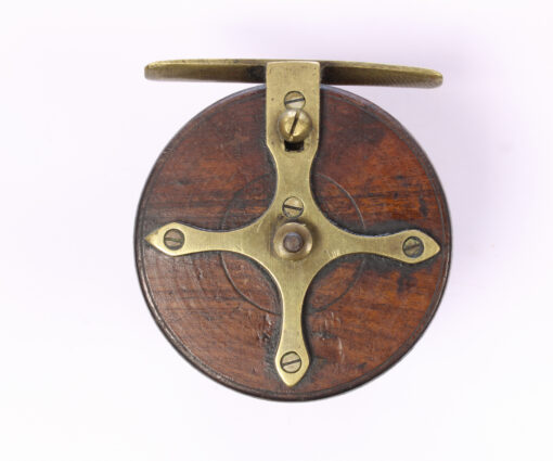   Unknown brass and wood Nottingham 3 " Casting reel