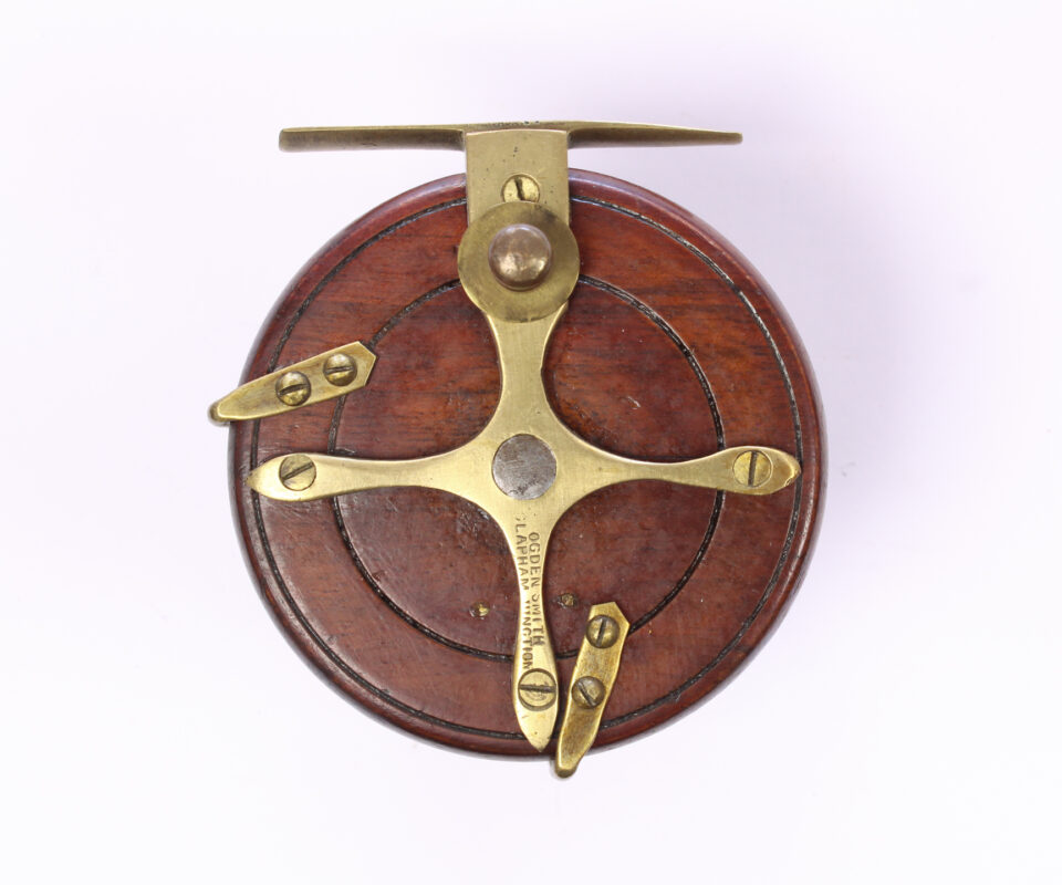 Alternative view of Unknown brass and wood Nottingham 3 " Casting reel