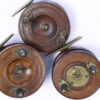 3 x Unknown brass wood Nottingham 3 1/2 " Casting reel