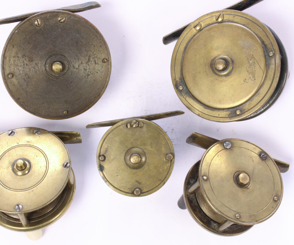   5 x plate wind reels   1 " -  2 1/2 " trout reel