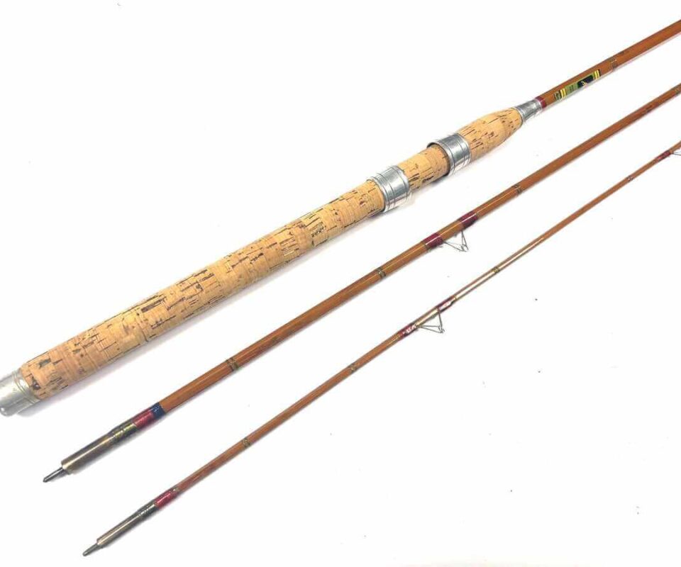   Allcocks Record Breaker 11′ 3 Piece Cane Rod Red Wraps Fine With Bag