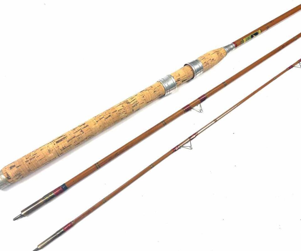   Allcocks Record Breaker 11′ 3 Piece Cane Rod Red Wraps Fine With Bag