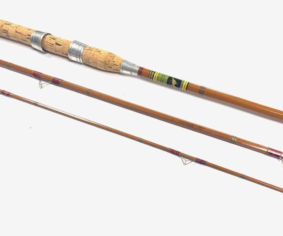   Allcocks Record Breaker 11′ 3 Piece Cane Rod Red Wraps Fine With Bag