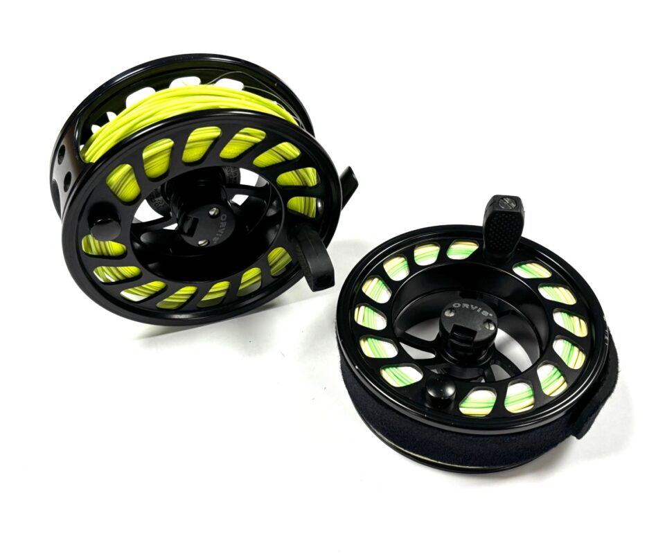   Orvis Mach VI Large Arbor 4.5″ Salmon Fly Reel Black Finish & Spare Spool With Lines