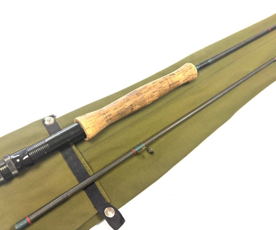   Daiwa Graphite Trout CF98 9′ 6" two piece trout fly rod # 6-8 with Thistle logo