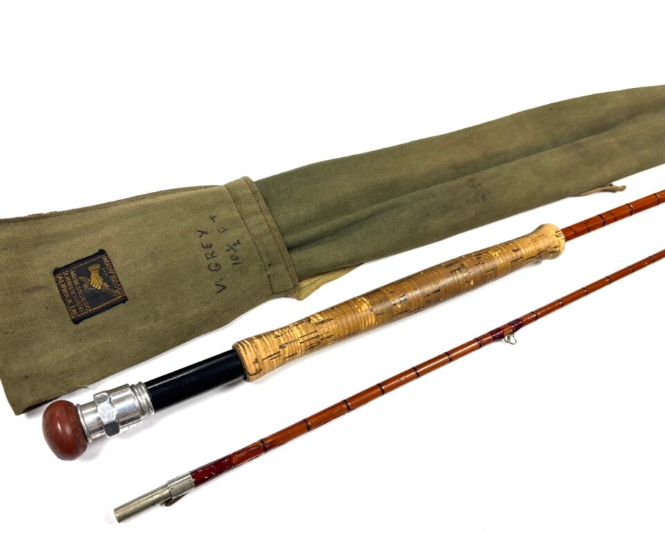   Hardy Viscount Grey Palakona 11′ 3 Piece Split Cane Fly Rod With Green Bag
