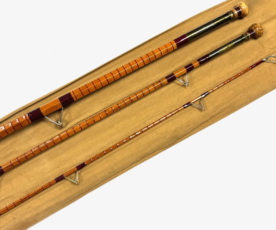  B James & Sons Avocet 11’6″ three piece vintage cane rod with bag stunning original rod