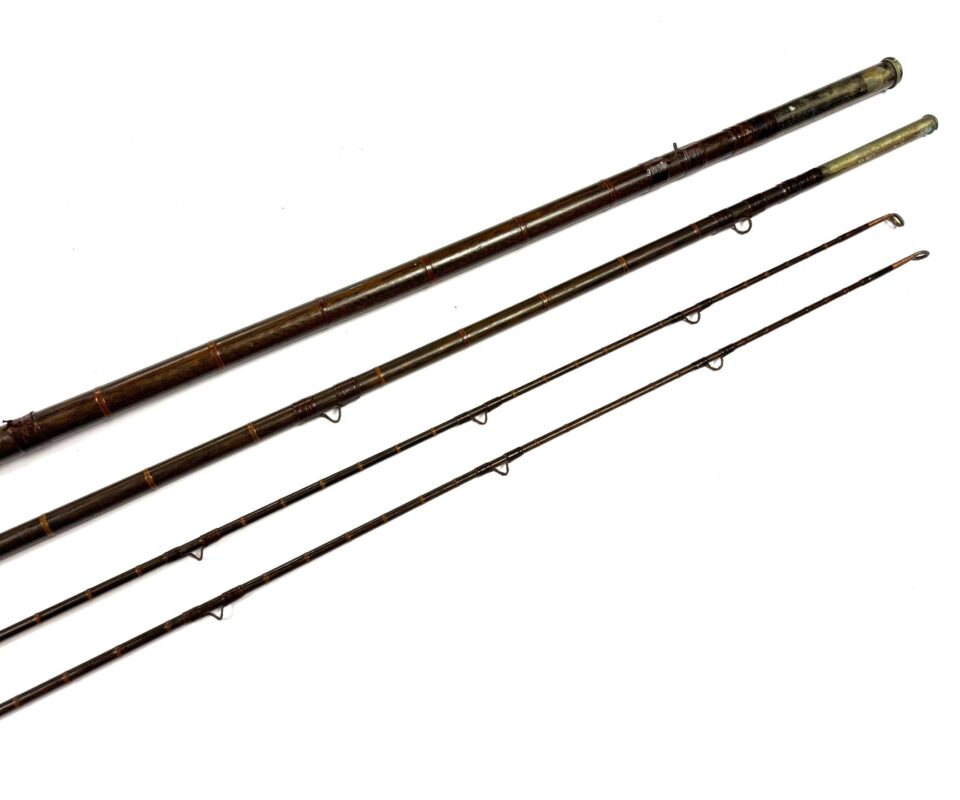   Greenheart 16′ 3 Piece Plus Spare Tip Salmon Worming Rod Circa 1900