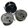 British Fly Reels Magnum 200D disc drag salmon fly reel, with two spare spools & lines