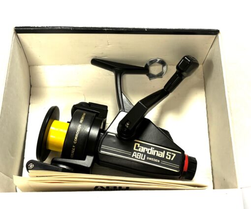   Abu Cardinal Sweden 57 fixed spool spinning reel plus spare spool, unused, mint!