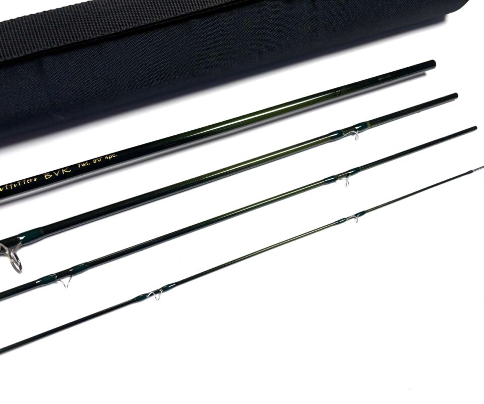   Temple Fork 9′ Outfitters #7 BVK 4 Piece Salt Water Rod Superb Condition With Bag & Tube RARE