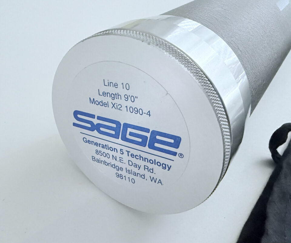   Sage Xi2 9′ 4 Piece Carbon Fly Rod #10 with Sage bag and alloy tube
