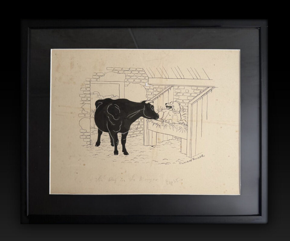 3 Original Signed Early Artworks/Cartoons from Bernard Venables