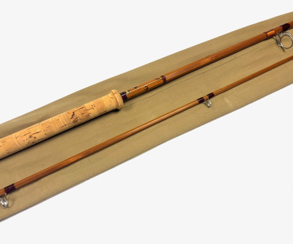   J S Sharpes of Aberdeen for Farlow 9′ 3" 2 piece split cane spinning rod with bag