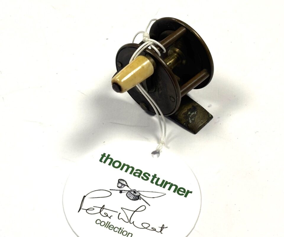   Rare 1.25"All Brass Crank Wind Reel 1880s Peter Wheat Collection