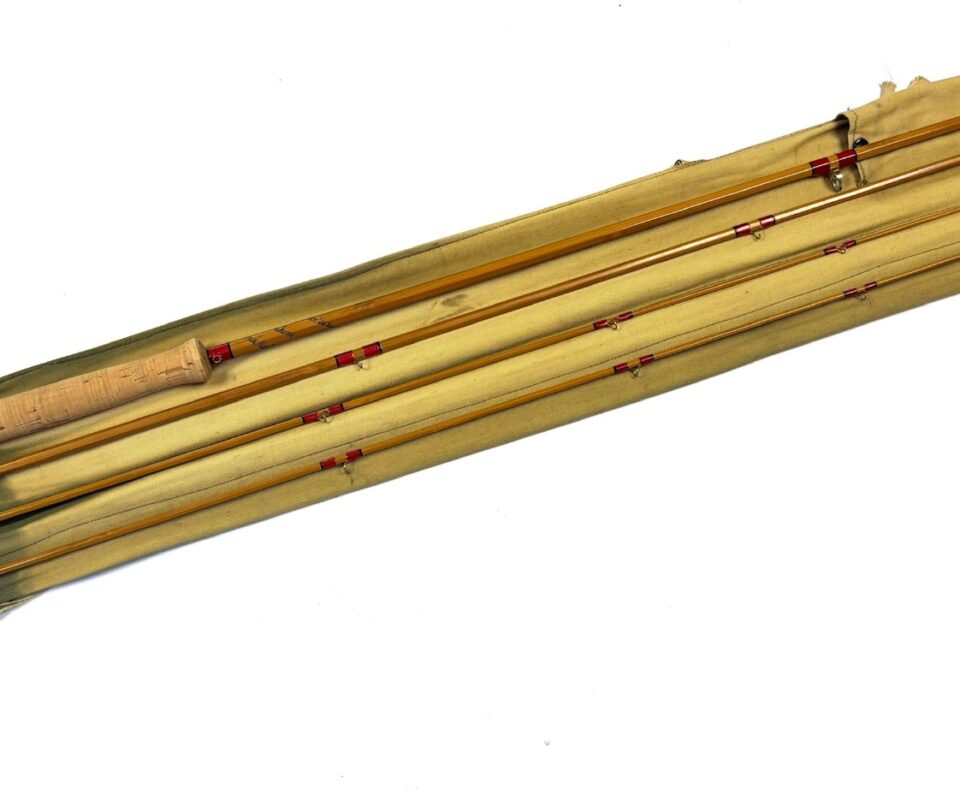   Hardy Salmon Deluxe 9′ 6" 3 piece cane rod with spare tip #7 fine condition