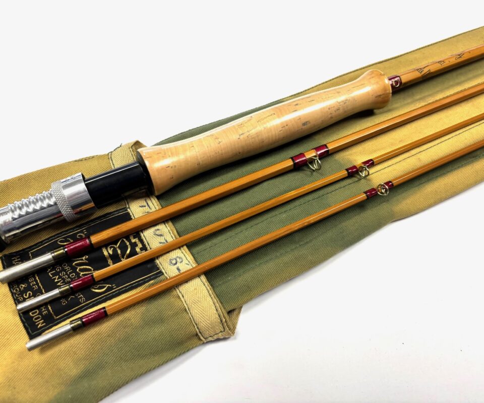   Hardy The Palakona 8’ 6″ #6 three piece plus spare tip split cane fly rod & Bag Rare