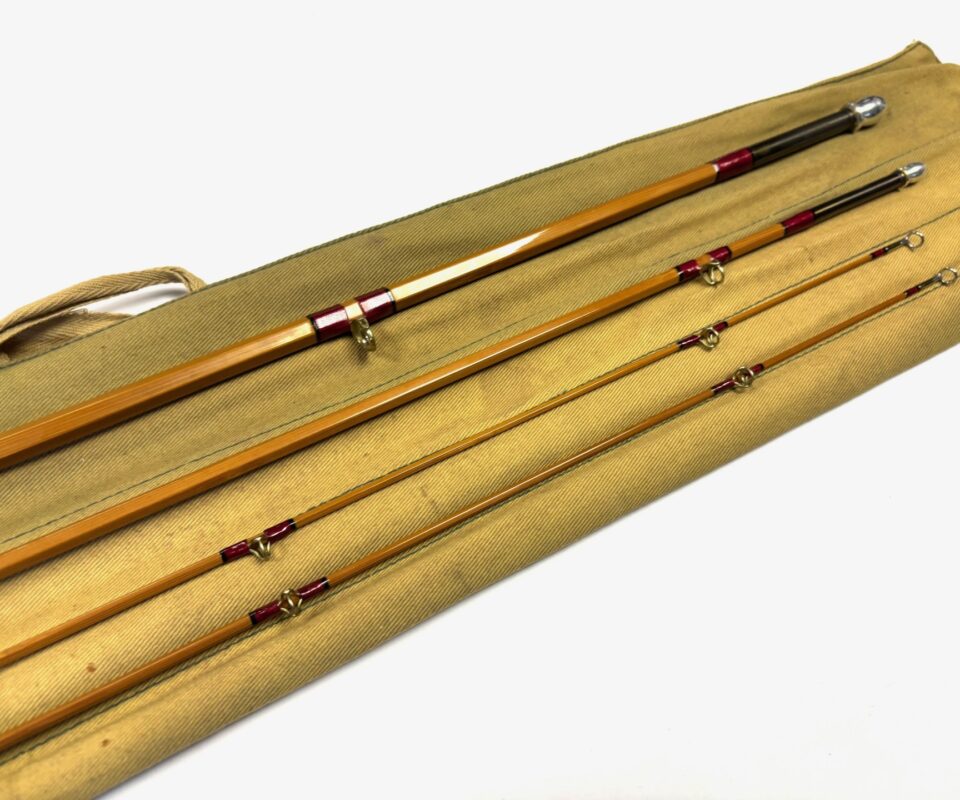   Hardy The Palakona 8’ 6″ #6 three piece plus spare tip split cane fly rod & Bag Rare