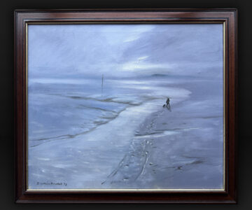 "BB" Denys Watkins-Pitchford Original Oil Painting "Walk in the Surf"  1977