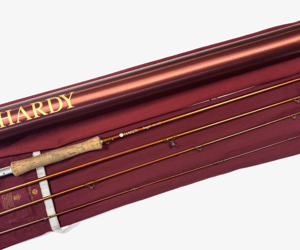   Hardy Angel 9’ 6″ four piece carbon travel fly rod #7, fine with bag and alloy Hardy tube