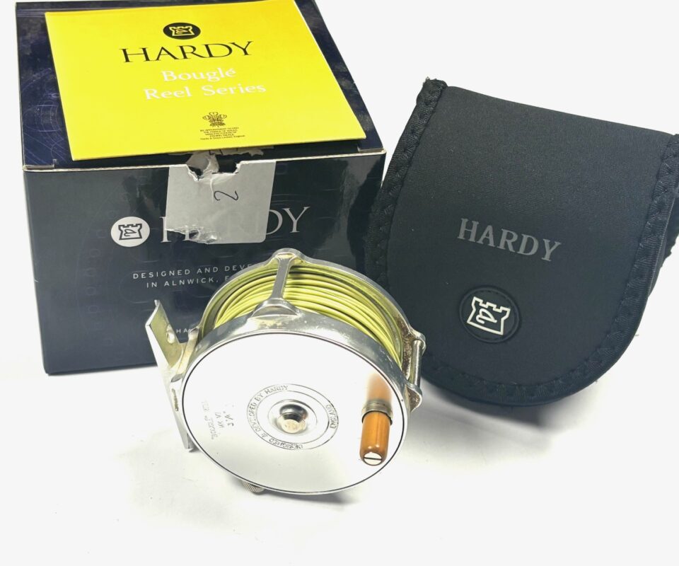 Hardy Bougle MK VII 3 1/4″ trout fly reel with pouch and box