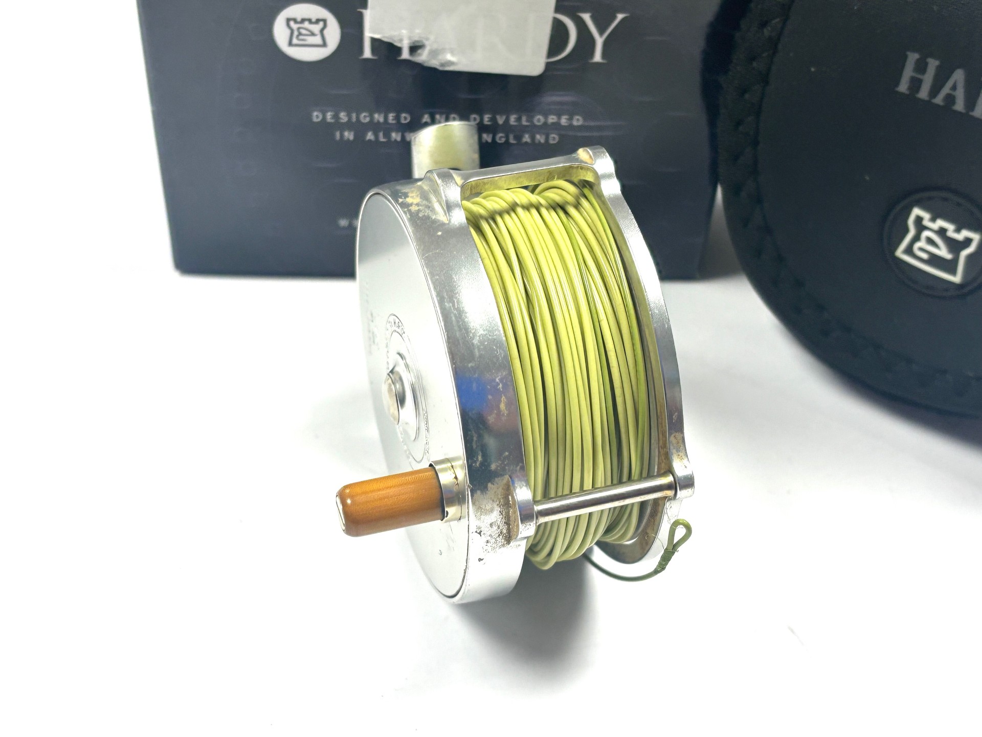 Hardy Bougle MK VII 3 1/4″ trout fly reel with pouch and box
