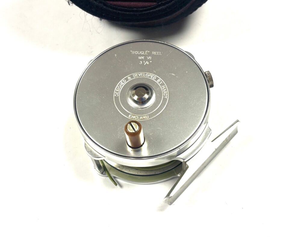 Hardy Bougle MK VII 3.25″ trout fly reel with pouch