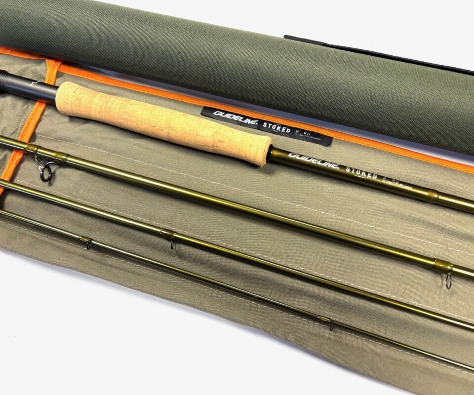 Alternative view of Guideline Stoked 9′ 4 piece graphite trout fly rod #5 with bag and tube & tags excellent