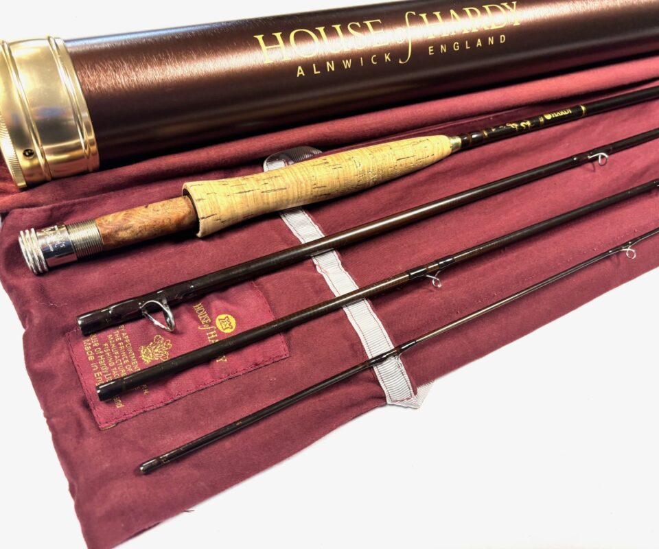 Hardy Origin 9’ 4 piece carbon fly rod #6, rare model with bag and tube