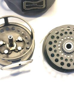 Alternative view of Hardy JLH 4″ salmon fly reel No 347 with Two Spare Spools & Hardy Drawstring Bag
