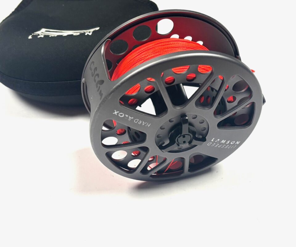 Lamson Litespeed 4.5 Hard Alox salmon fly reel with black neoprene pouch